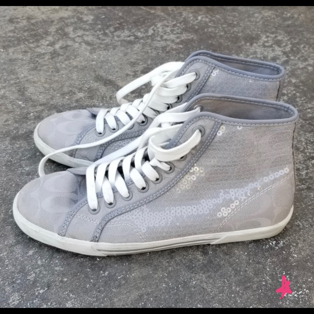 Coach Women’s High Top Sneakers Bling Rhinestone- 8.5